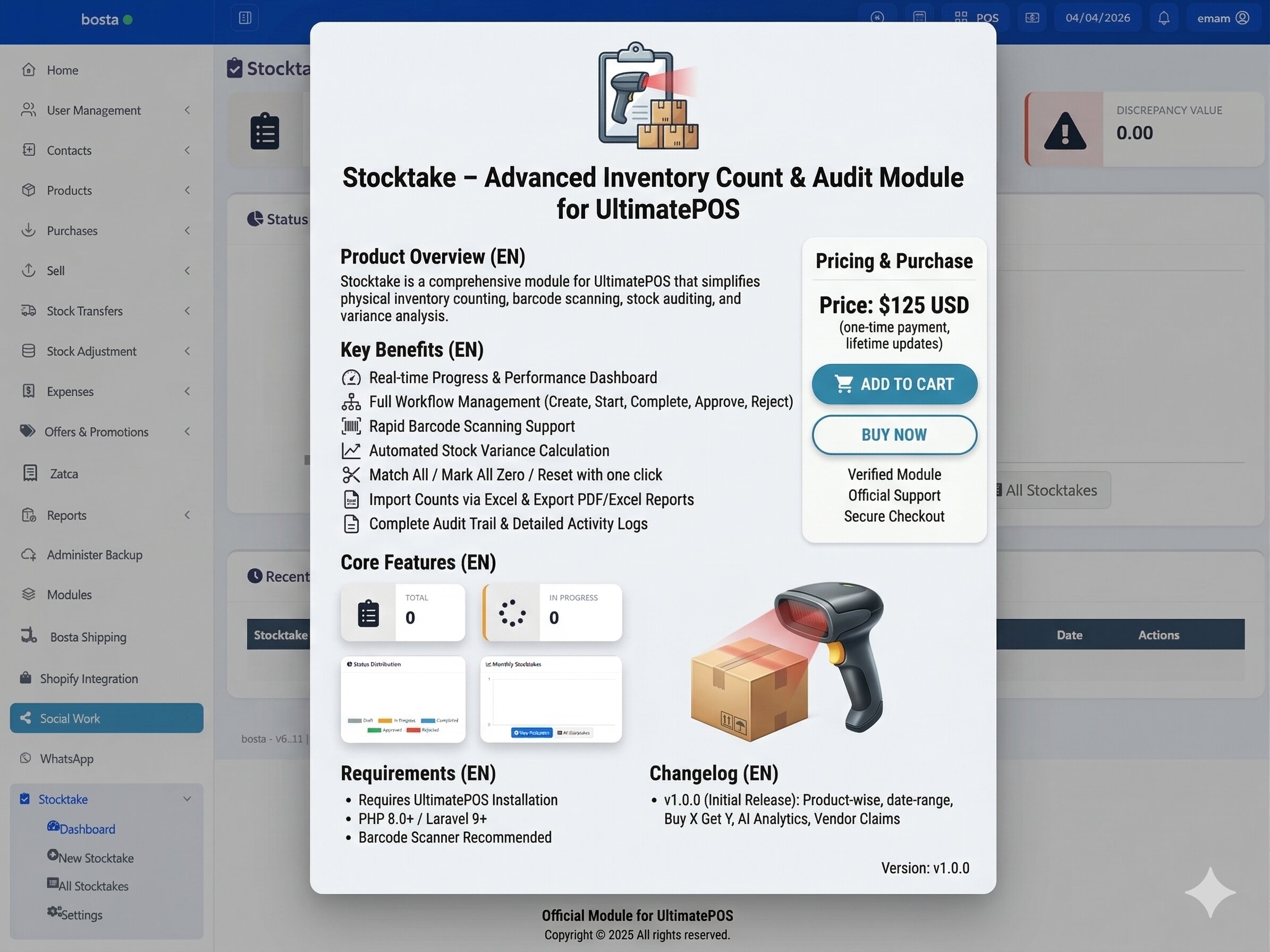 Stocktake – Advanced Inventory Count & Audit Module for UltimatePOS